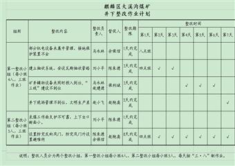 大溪溝煤礦停產期間整改方案及措施