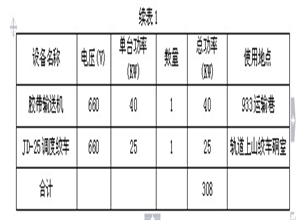 603掘進工作面供電設計說明
